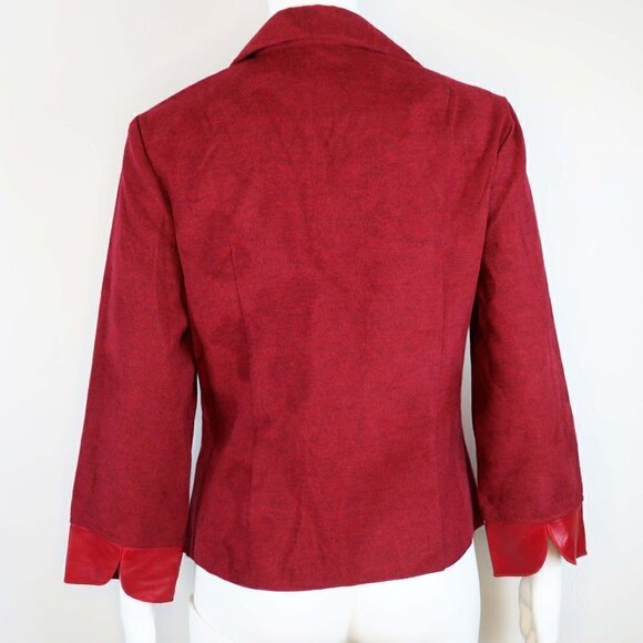 Poleci Red Leather Safety Pin Closure Jacket - Picture 3 of 5